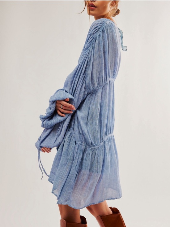 Free People Juliet Duster Faded Denim Blue NWT - Picture 2 of 3
